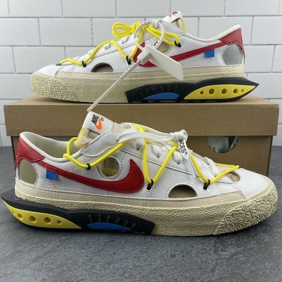 Nike Off White Blazer Low 77 Size 11 Mens White University Red OW Collaboration - Picture 2 of 12